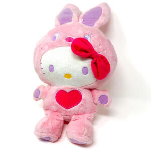 Hello Kitty Colorful Bunny Plush 2010 Pink Purple Sanrio Nakajima Cat ~15" NWoT